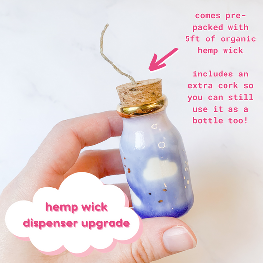 mini cloudy apothecary bottles (OR hemp wick dispensers)